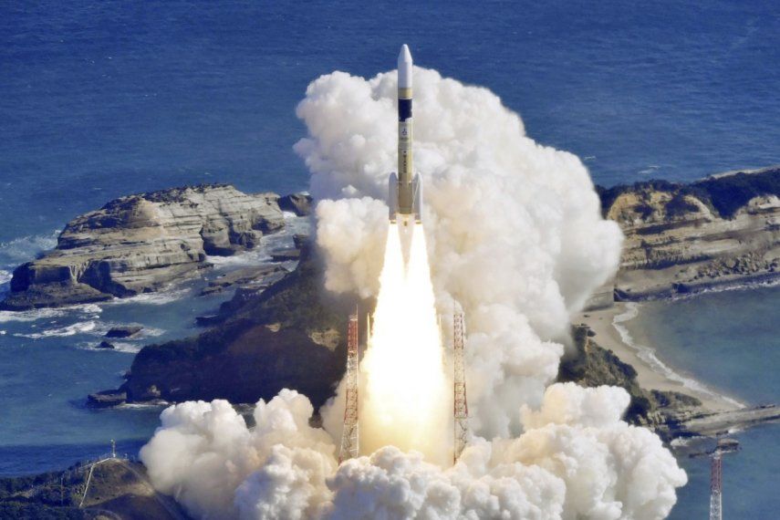 Un cohete H2A despega de la plataforma de lanzamiento del Centro Espacial Tanegashima, en Kagoshima, en el sur de Japón, el 12 de enero de 2024.&nbsp;
