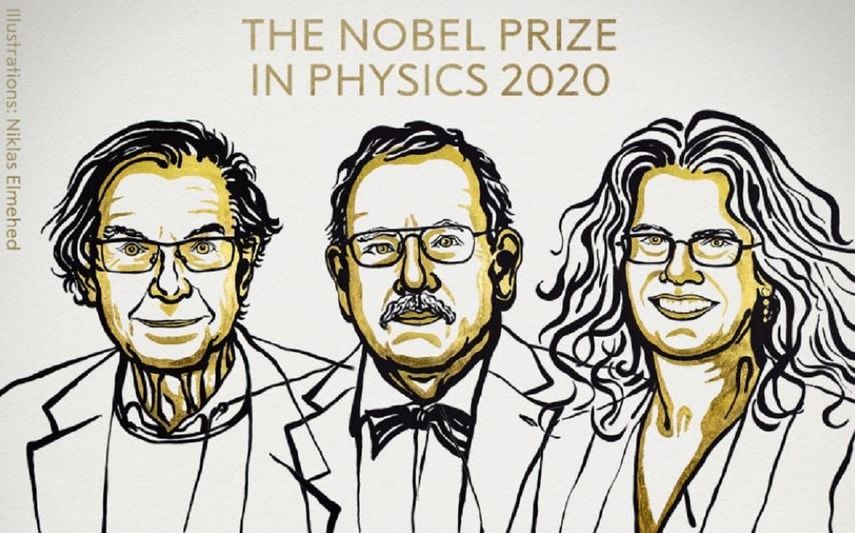 El&nbsp;brit&aacute;nico Roger Penrose, el alem&aacute;n Reinhard Genzel y la estadounidense Andrea Ghez, ganadores del Nobel de F&iacute;sica 2020.&nbsp;
