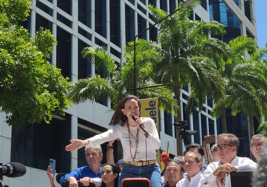 María Corina Machado líder de la oposición venezolana sale de su resguardo pese a las amenazas de detención del régimen&nbsp;