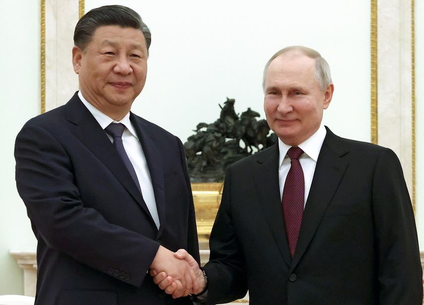 El presidente de Rusia, Vladimir Putin y su homólogo chino de visita en Moscú, Xi Jinping.&nbsp;