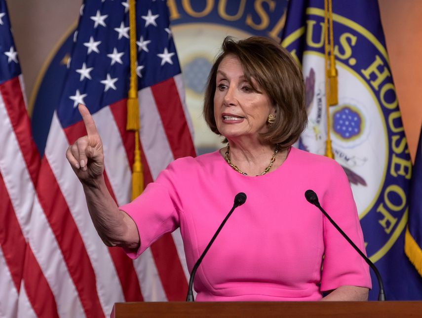 La presidenta de la Cámara de Representantes de EEUU, Nancy Pelosi, durante una conferencia de prensa en el Capitolio, Washington D.C.