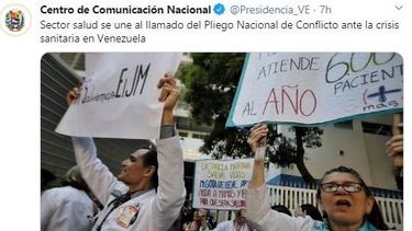 Sector salud de Venezuela protesta por las condiciones de los centros asistenciales.