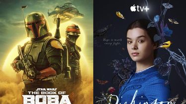 En esta combinación de foto, el arte promocional de The Book of Boba Fett, una serie que se estrena el 29 de diciembre en Disney+, y Dickinson, de Apple TV+, cuya tercera temporada termina el 24 de diciembre.&nbsp;