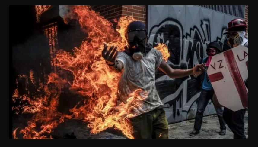 José Víctor Salazar, se incendió el 3 de mayo durante las protestas que reclamaban un cambio de gobierno en Venezuela.&nbsp;