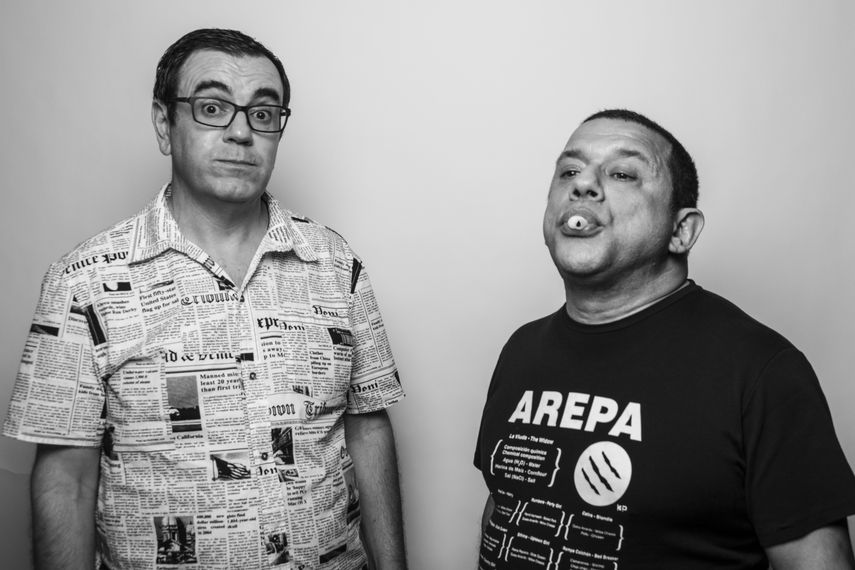 Los humoristas venezolanos Laureano Márquez y Emilo Lovera.&nbsp;