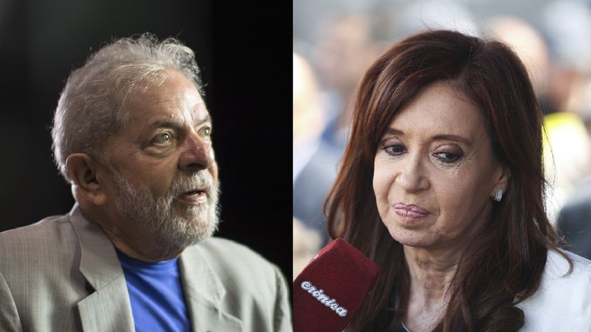 Los expresidentes Luiz Inácio Lula da Silva, de Brasil, y Cristina Fernández, de Argentina.