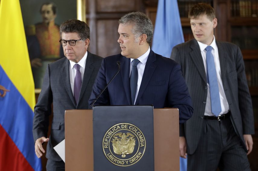 El presidente de Colombia, Iván Duque, al centro. 