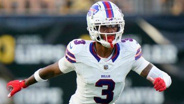 El safety de los Bills de Búfalo, Damar Hamlin, en un partido de pretemporada ante los Steelers de Pittsburgh, el domingo 20 de agosto de 2023, en Pittsburgh. 