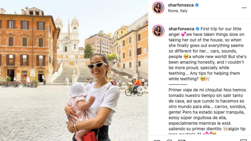 Sharon Fonseca con su bebé Blu J.