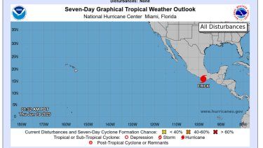 Vista de la posición del Huracán Erick. Junio 19 del 2025. Vista de la posición del Huracán Erick. Junio 19 del 2025.