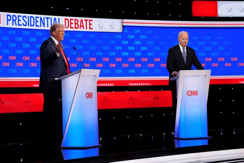 El expresidente de Estados Unidos Donald J. Trump y el presidente Joe Biden en el primer debate presidencial antes de las elecciones en noviembre.