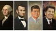 George Washington, Abraham Lincoln, John F. Kennedy y Ronald Reagan. George Washington, Abraham Lincoln, John F. Kennedy y Ronald Reagan.