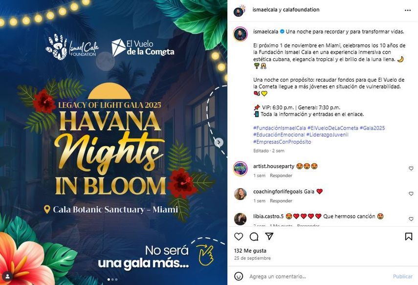 Flyer de la Legacy of Light Gala 2025 de la Fundación Ismael Cala.&nbsp;