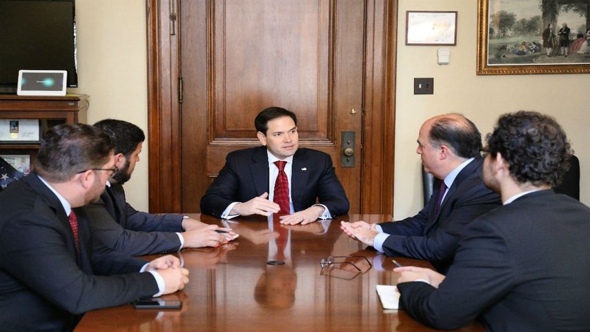 Julio Borges y David Smolansky durante la reunión con el senador Marco Rubio