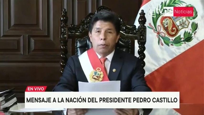 El exgobernante de Perú, Pedro Castillo, en unas palabras el día 7 de diciembre de 2022. 