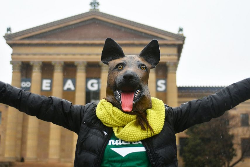 Seguidor de los Eagles, este domingo, antes del inicio del Super Bowl.
