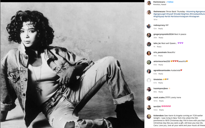 La actriz y cantante de origen boricua Irene Cara.&nbsp;