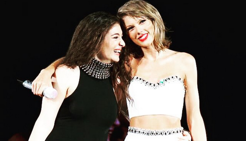 Las cantantes Taylor Swift y Lorde se abrazan en el concierto de la gira 1989. (INSTAGRAM).