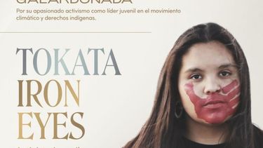 La activista indígena de Estados Unidos, Tokata (Futuro) Iron Eyes, de 18 años.
