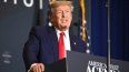 El expresidente Donald Trump habla a miles de seguidores.