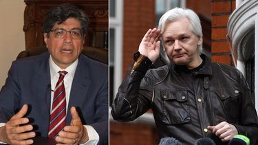 El canciller ecuatoriano,&nbsp;José&nbsp;Valencia (izq.), y Julian Assange, fundador de Wikileaks.