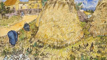 En esta imagen proporcionada por Christies, la acuarela de Vincent van Gogh “Meules de Blé” (“Pilas de trigo”) de 1888, que será subastada en Nueva York el 11 de noviembre de 2021.