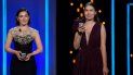 La directora rumana Alina Grigore (derecha) y la productora rumana Gabi Suciu reciben el premio Concha de Oro a la Mejor película por Luna azul durante la ceremonia de clausura del 69 Festival de Cine de San Sebastián, el 25 de septiembre de 2021. La directora rumana Alina Grigore (derecha) y la productora rumana Gabi Suciu reciben el premio Concha de Oro a la Mejor película por Luna azul durante la ceremonia de clausura del 69 Festival de Cine de San Sebastián, el 25 de septiembre de 2021.