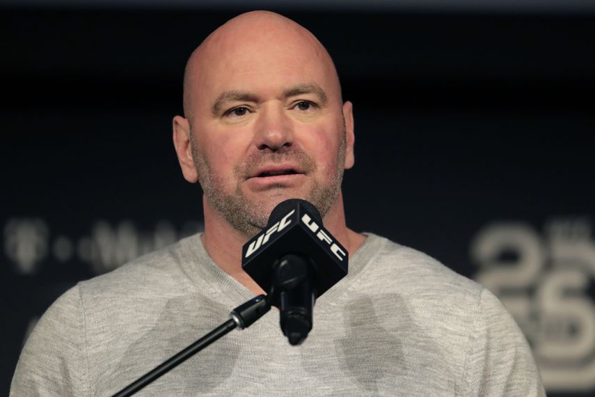 En esta foto de archivo del 2 de noviembre de 2018, Dana White, presidente de la UFC, habla durante una conferencia de prensa en Nueva York&nbsp;