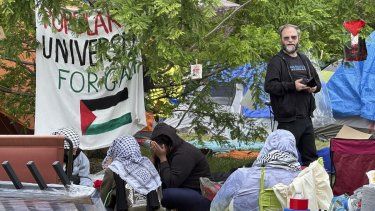 En la imagen, un campamento propalestino, el martes 28 de mayo de 2024 en el campus de la Universidad Estatal Wayne en Detroit.&nbsp;