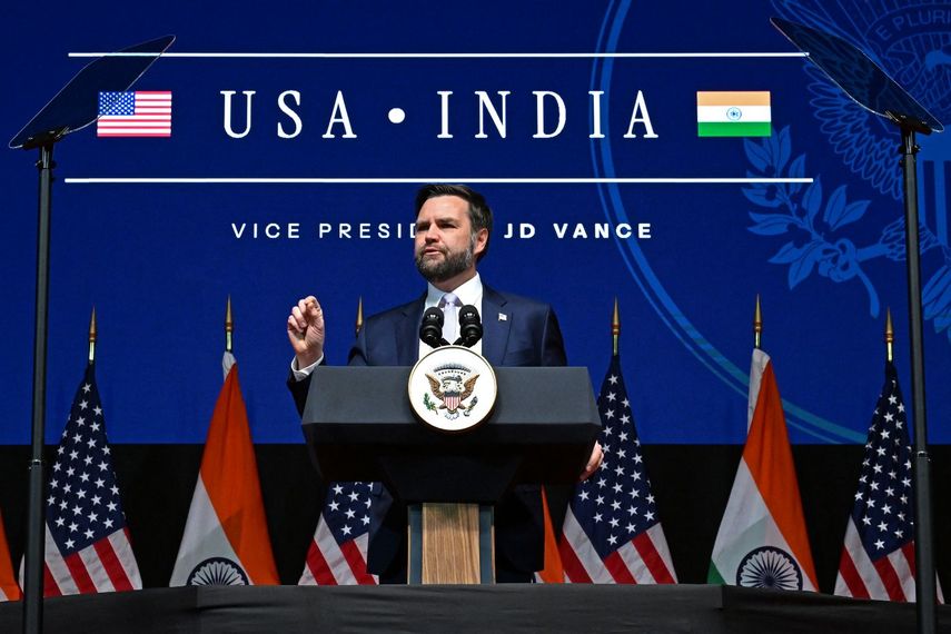 El vicepresidente de Estados Unidos JD Vance en su visita a Nueva Dheli.