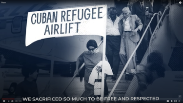 En esta captura de pantalla de un video de la campa&ntilde;a del Presidente Trump se muestra uno de los vuelos que trajeron a EEUU a cubanos que hu&iacute;an del comunismo en la isla.&nbsp;
