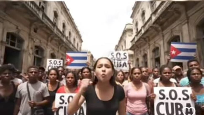 Protesta cubana contra la dictadura.