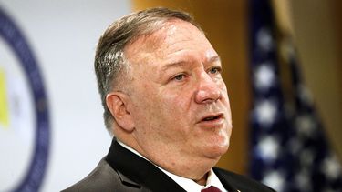 El secretario de Estado estadounidense Mike Pompeo habla en el simposio Promoci&oacute;n y defensa de la libertad religiosa internacional por medio de la diplomacia en Roma, mi&eacute;rcoles 30 de septiembre de 2020.&nbsp;