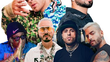 Feid junto a Justin Quiles, Sech, J Balvin, Nicky Jam y Maluma, en la portada del remix del tema Porfa
