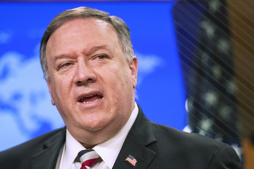 El secretario de Estado de EEUU Mike Pompeo en conferencia de prensa en Washington el 17 de marzo de 2020.&nbsp;