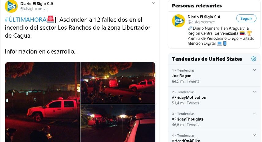 El suceso de ayer en Cagua conmovi&oacute; al pa&iacute;s.&nbsp;El comisionado presidencial para los DDHH y Atenci&oacute;n a las V&iacute;ctimas, Humberto Prado, as&iacute; como el opositor Henrique&nbsp;Capriles Radonski se solidarizaron con los familiares de las v&iacute;ctimas y reprocharon la ineptitud de quienes usurpan el poder en Miraflores.