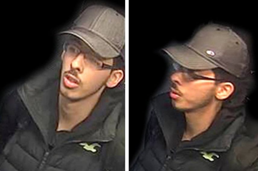 En las imágenes se puede ver a Abedi con anteojos y una gorra de béisbol marrón en la noche en que mató a 22 personas.