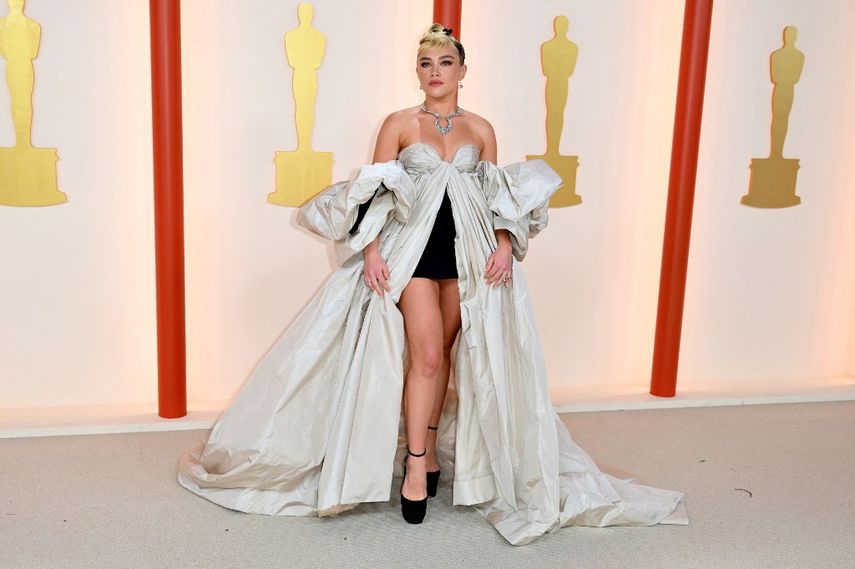 La actriz británica Florence Pugh. Las estrellas asisten a la 95ª Entrega Anual de los Premios de la Academia en el Dolby Theatre de Hollywood, California, el 12 de marzo de 2023.