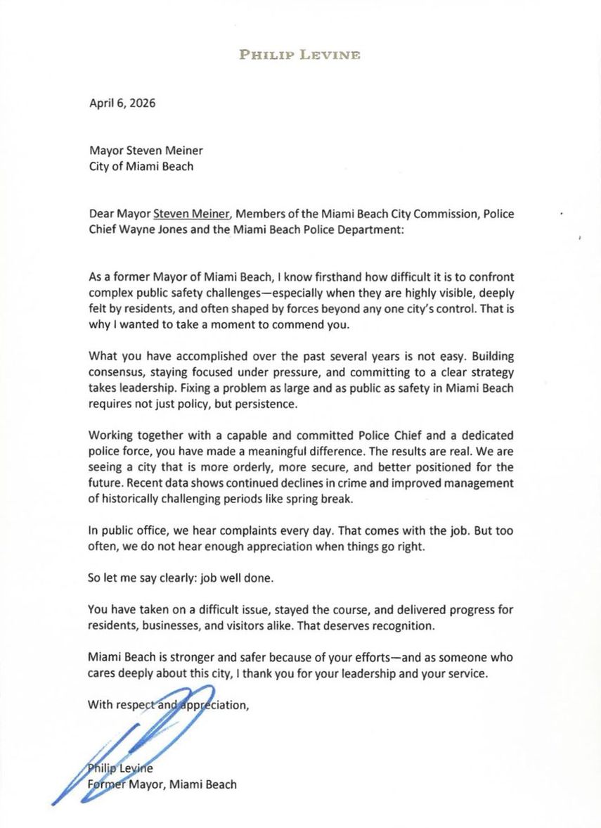 Carta al alcalde de Miami Beach&nbsp;