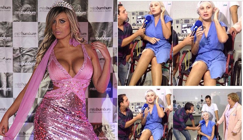 Andressa Urach fotografiada durante el concurso de belleza Miss Bumbum en Sao Paulo el 30 de noviembre del 2012. Urach, tal vez la principal promotora de la cirugía plástica, quedó en estado de coma al complicarse una intervención para aumentar sus mus
