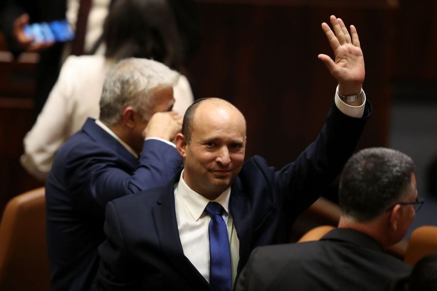 El nuevo primer ministro israelí Naftali Bennett en el Knéset (parlamento israelí) en Jerusalén.