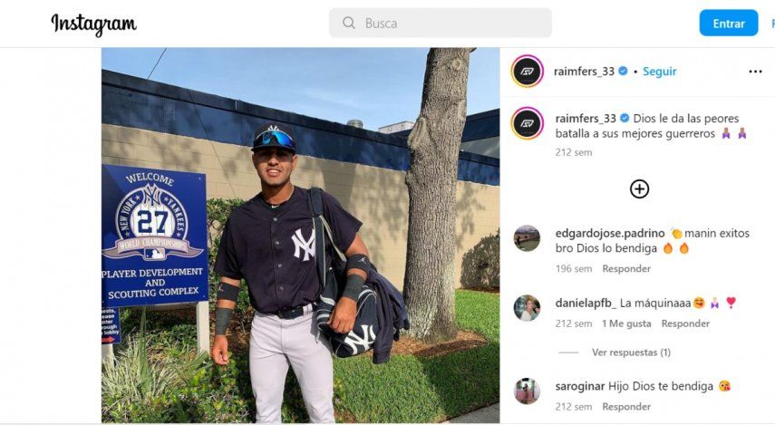 El jardinero  venezolano Raimfer Salinas de 22 años fue liberado por los Tarpons de Tampa, equipo de Clase A de los Yanquis