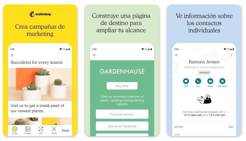 Interfaz de Mailchimp.