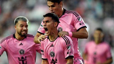 Matías Rojas, del Inter Miami, celebra luego de anotar un gol ante el Toronto FC, el 8 de agosto de 2024.