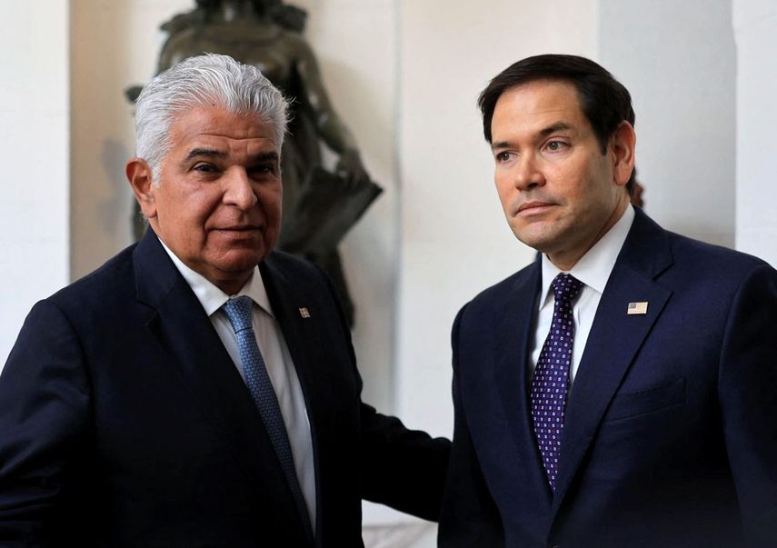 El secretario de Estado, Marco Rubio en su encuentro con el presidente de Panamá, José Raúl Mulino.