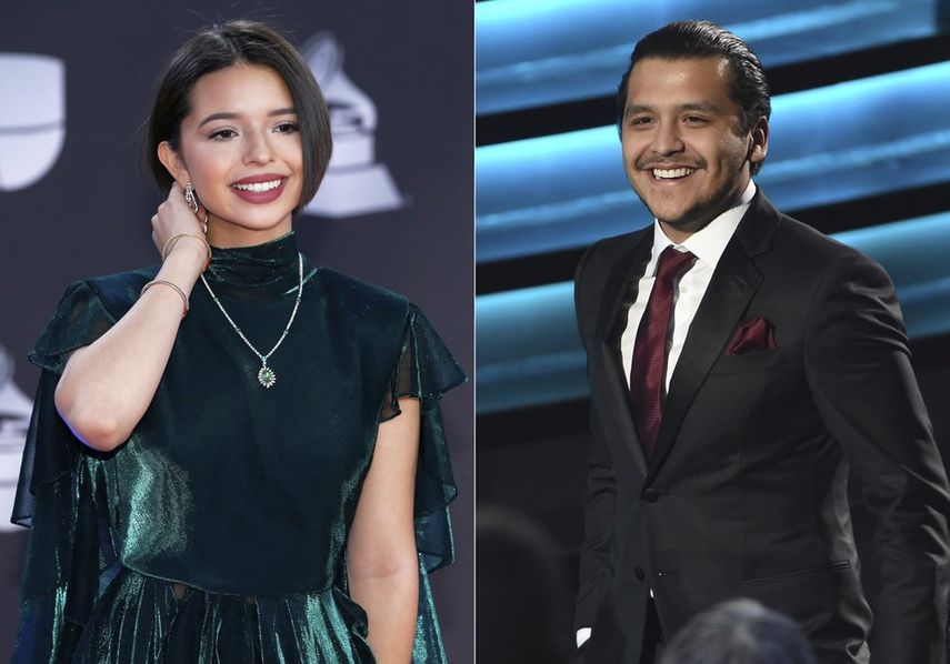 En esta combinación de fotografías Ángela Aguilar, izquierda, y Christian Nodal en la 20 entrega de los Latin Grammy el jueves 14 de noviembre de 2019 en la MGM Grand Garden Arena en Las Vegas. Nodal y Aguilar lanzaron su sencillo Dime cómo quieres el 13 de noviembre de 2020.