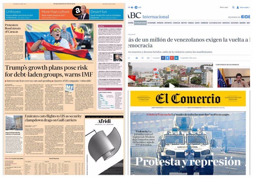 Medios internacionales destacaron la represión sufrida por parte de los opositores frente a los funcionarios de seguridad del Estado venezolano