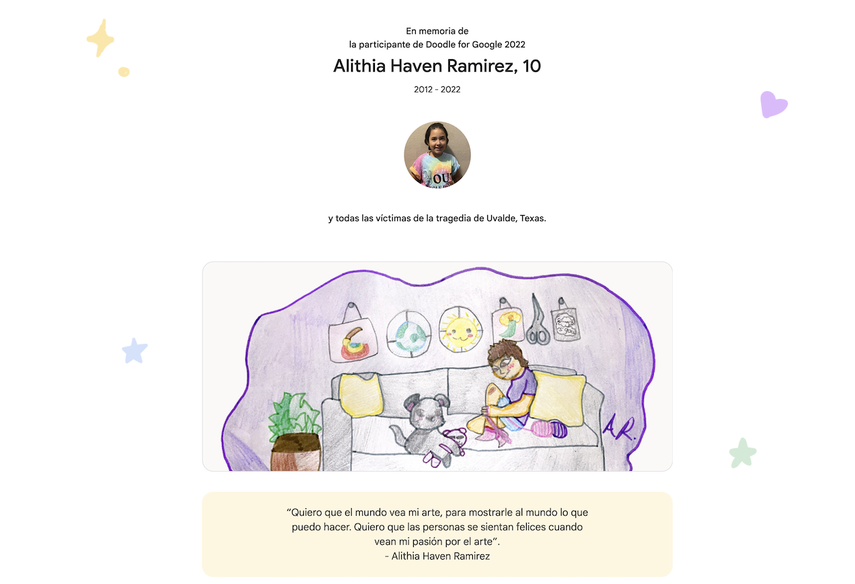En memoria de la participante de Doodle for Google 2022, Alithia Haven Ramirez.&nbsp;