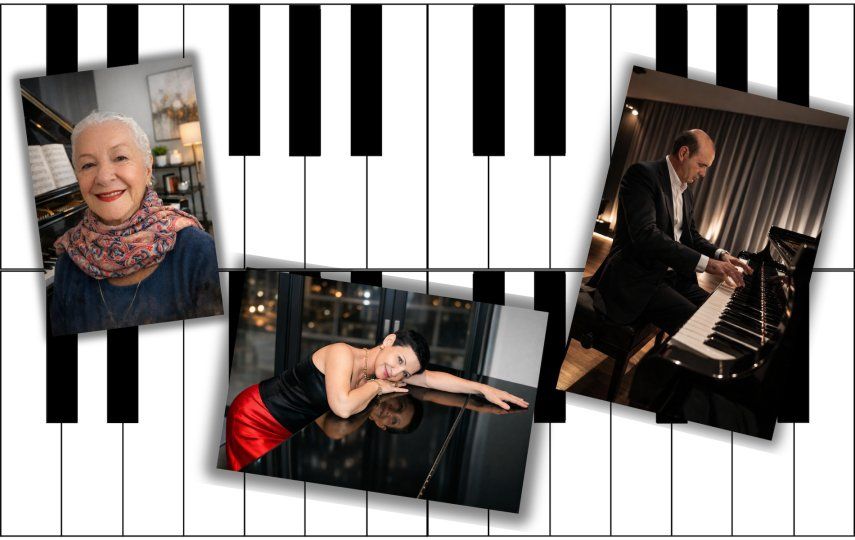 Los pianistas cubanos Martha Marchena, Yleana Bautista y Andrés Alén.