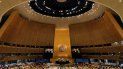 El primer ministro de Israel Yair Lapid se dirige a la 77ma sesión de la Asamblea General de Naciones Unidas, el jueves 22 de septiembre de 2022, en las Naciones Unidas. 